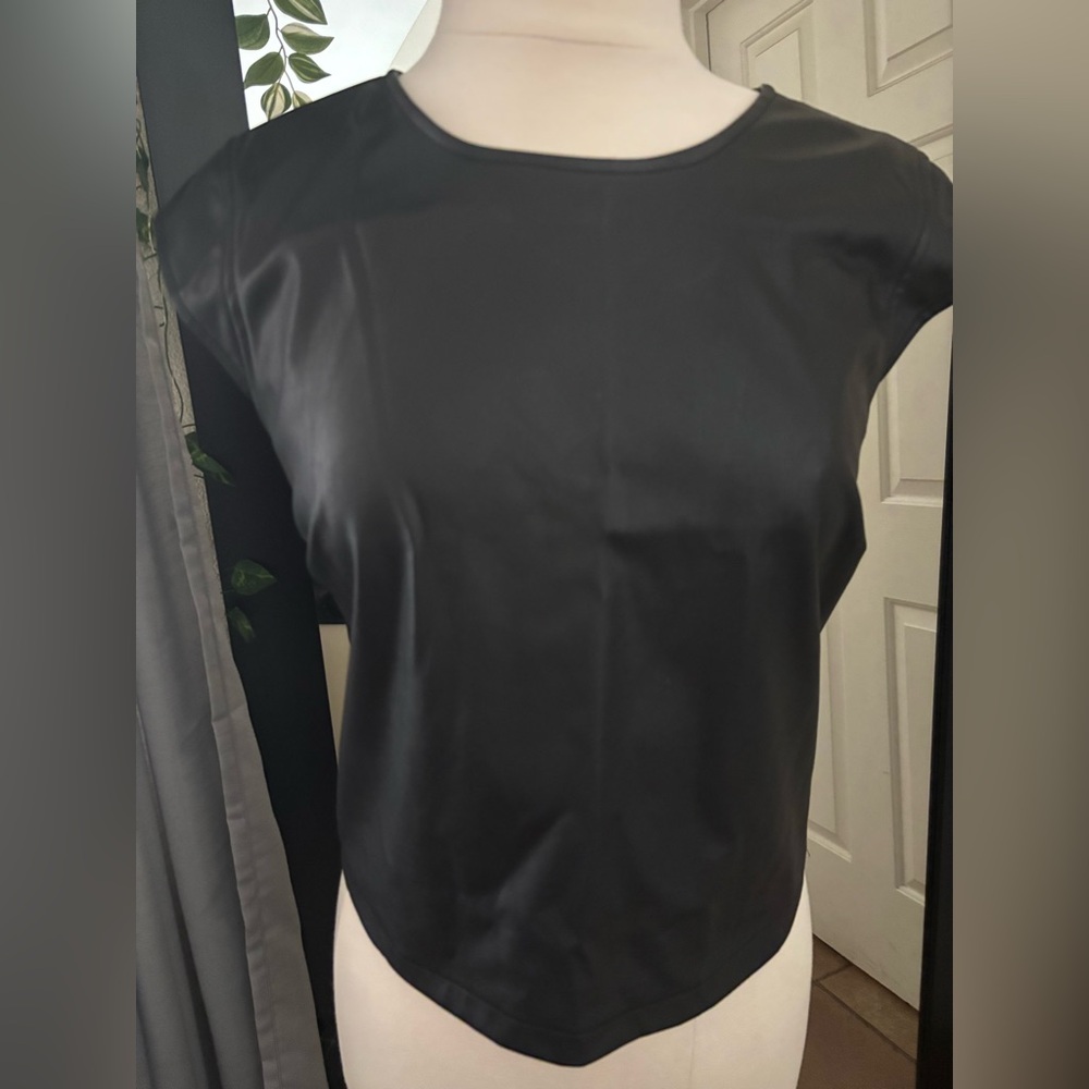 Sincerely Jules Elegant Black Leather Blouse
